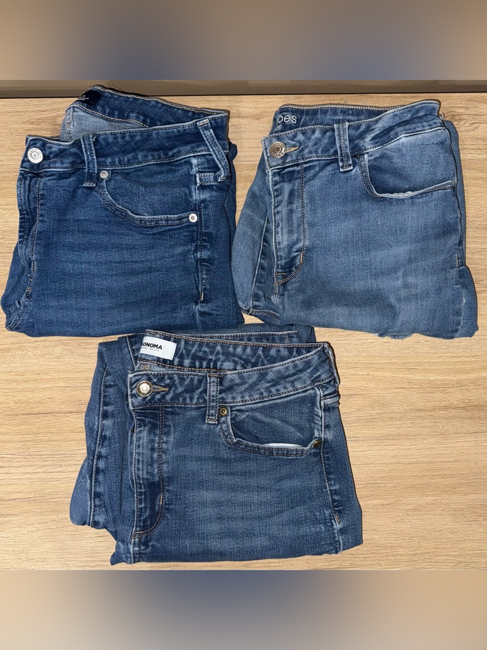 BUNDLE OF 3 of Blue Denim Jeans - Mixed Brands. Size 16.